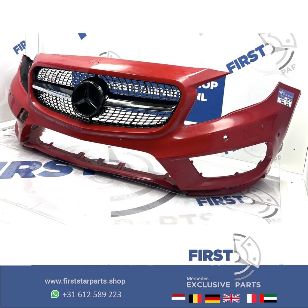 W156 BUMPER GLA AMG VOORBUMPER + DIAMOND GRIL ROOD WIT ZWART, Gebruikt, -, Voor, Ophalen of Verzenden