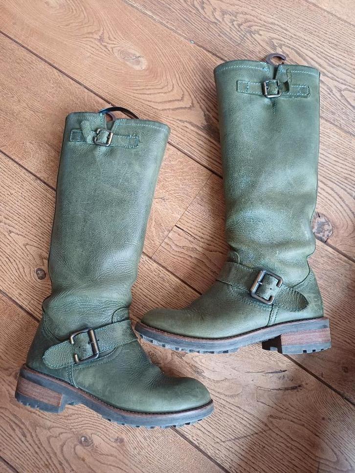 vintage dameslaarzen groen leer, Kleding | Dames, Schoenen, Zo goed als nieuw, Hoge laarzen, Groen, Ophalen