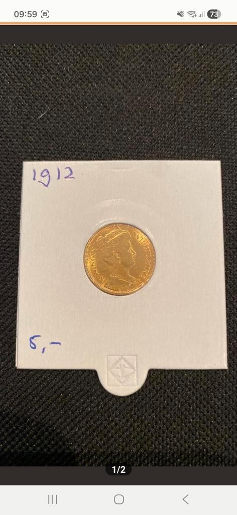 Wilhelmina 5 gulden 1912. 0.900/3.025, Postzegels en Munten, Munten | Nederland, Ophalen of Verzenden, Koningin Wilhelmina, 5 gulden