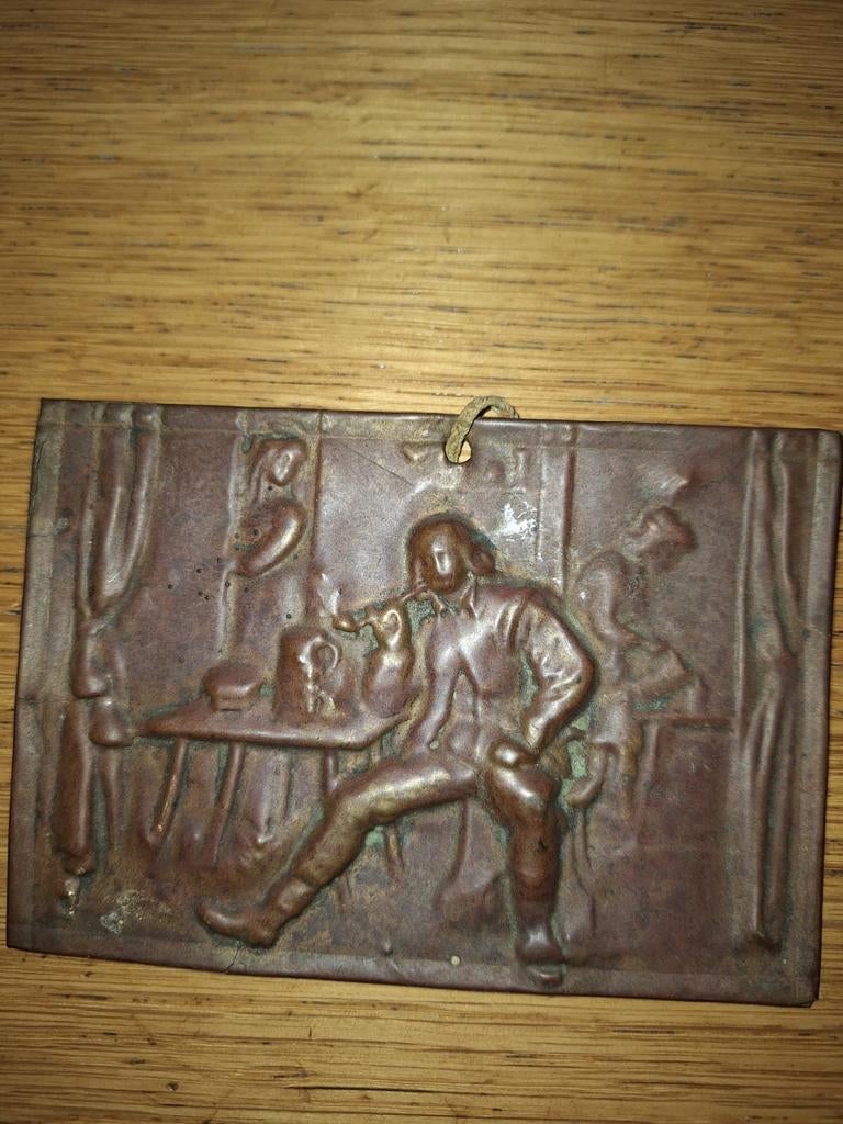 Oude koperen of bronzen plaquette, Ophalen of Verzenden