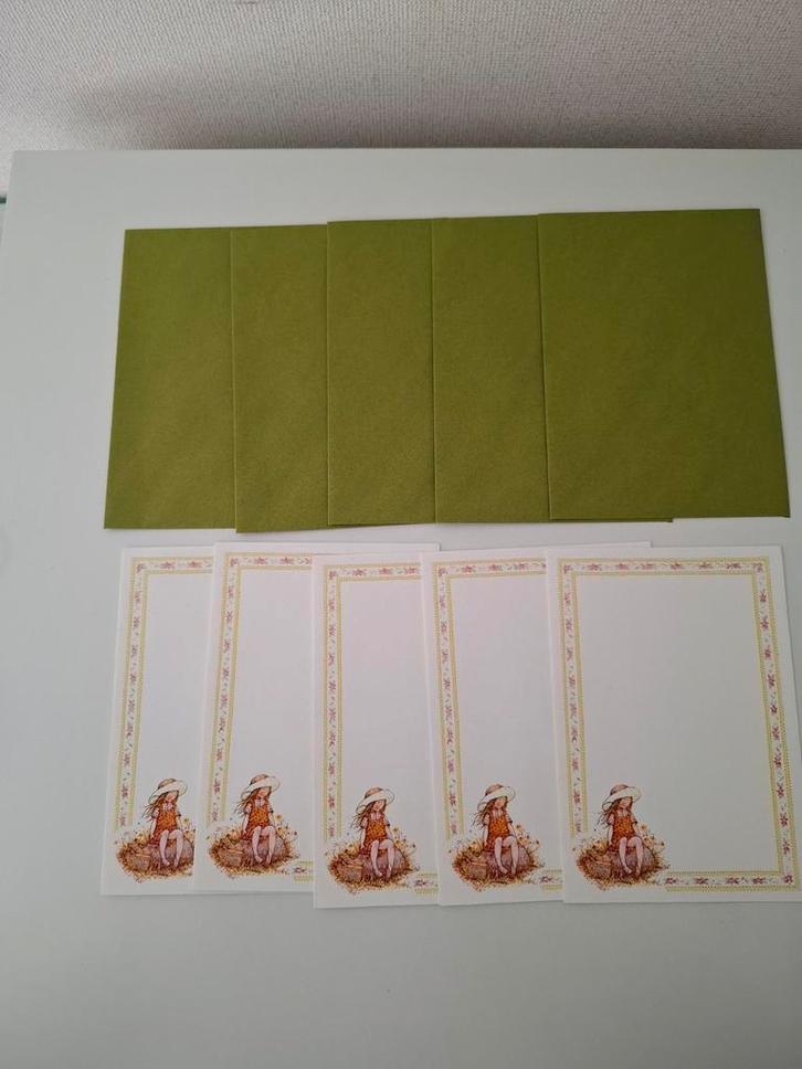 Vintage set van 5 blanco Holly Hobbie kaarten., Diversen, Schrijfwaren, Nieuw, Ophalen of Verzenden