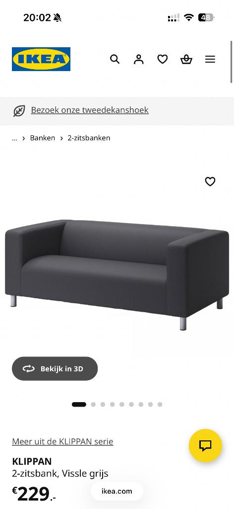IKEA klippan bank, Ophalen, Gebruikt, 150 tot 200 cm, Tweepersoons