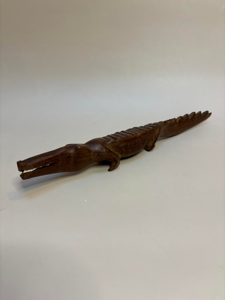 Houtsnijwerk Mid Century krokodil , 30 cm, Ophalen of Verzenden