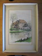 prent Genneper watermolen Gestel Eindhoven Brobbel in lijst, 1960 tot 1980, Gebruikt, Ophalen of Verzenden, Gebouw