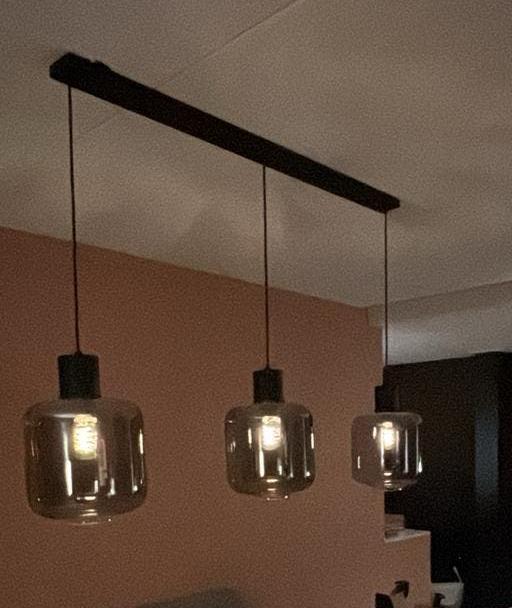 Moderne hanglampen met rookglas, Ophalen, Zo goed als nieuw, Glas, 75 cm of meer
