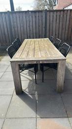 Tafelset en 6 stoelen, Ophalen of Verzenden, Zo goed als nieuw, Rechthoekig, Hout