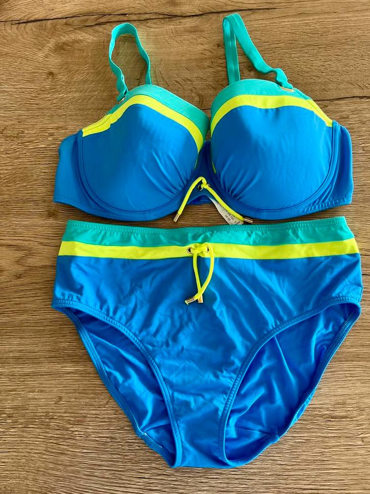 Prima donna 85D bbh slip 42 aqua met lime, Kleding | Dames, Badmode en Zwemkleding, Zo goed als nieuw, Bikini, Blauw, Ophalen of Verzenden