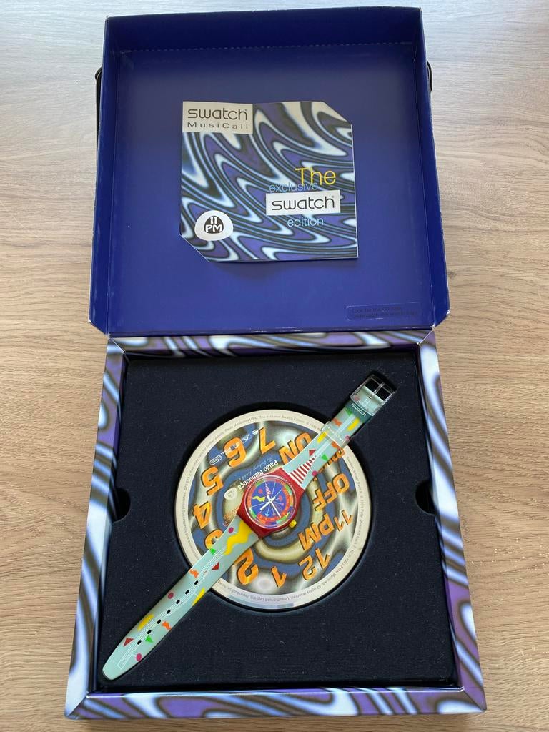Vintage Swatch 1995 Musicall 11PM SLZ103 incl. CD, Kunststof, Polshorloge, Swatch, Ophalen of Verzenden
