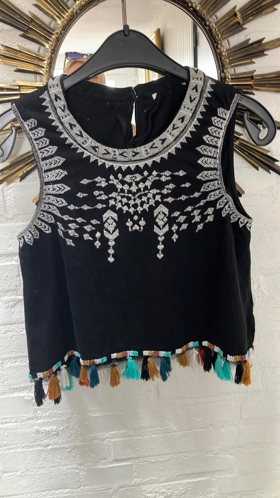 Zwart topje katoen S, Ophalen of Verzenden, Zo goed als nieuw, Zwart, Zonder mouw