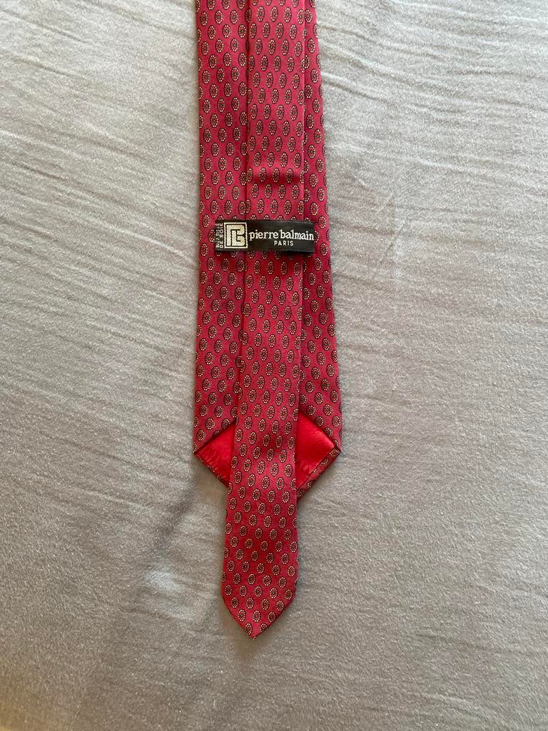 Mooie Zijden Balmain Stropdas, Ophalen of Verzenden, Zo goed als nieuw, Rood, Met patroon
