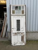 Antieke massieve pitchpine voordeur met kozijn, Doe-het-zelf en Verbouw, Deuren en Horren, Jurgen.hoogenboezem@gmail.com, 80 tot 100 cm