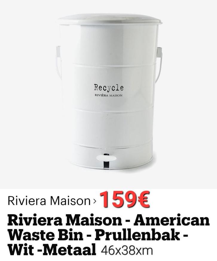Rivièra maison prullenbak

American waste binnen *, Huis en Inrichting, Woonaccessoires | Prullenbakken, Metaal, Ophalen of Verzenden