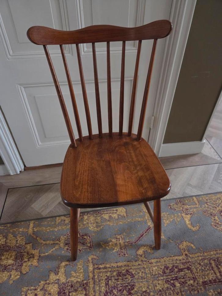 Set van 4 degelijke houten stoelen, Huis en Inrichting, Stoelen, Gebruikt, Vier, Hout, Bruin, Ophalen