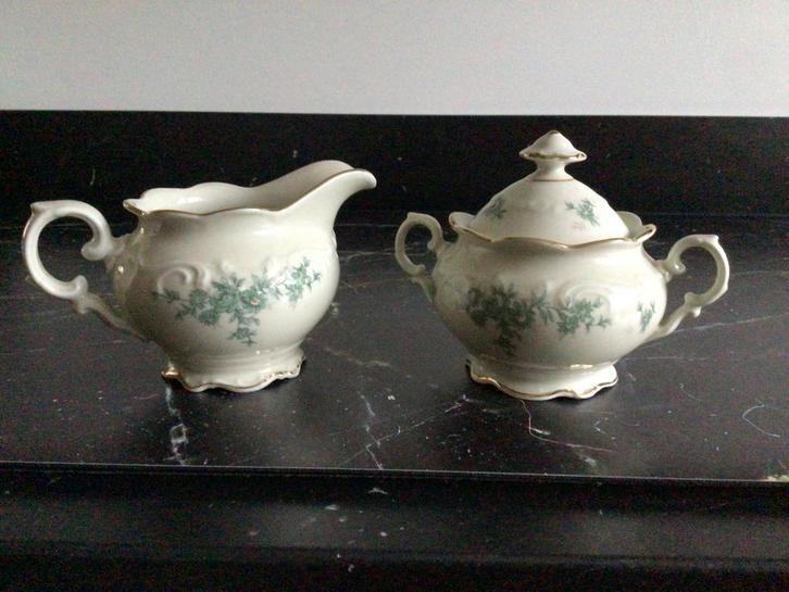 Antieke Schumann Arzberg melkkan en suikerpot, Antiek en Kunst, Antiek | Porselein, Ophalen of Verzenden