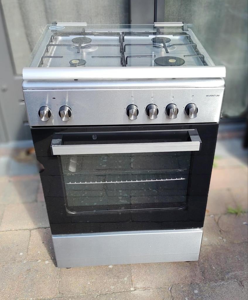 Gasfornuis Inventum VFG6012RVS in goede staat, Ophalen, 4 kookzones, Gas, Vrijstaand