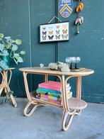 Rotan salontafel vintage tafeltje rotan, Minder dan 55 cm, Gebruikt, Rond, Ophalen