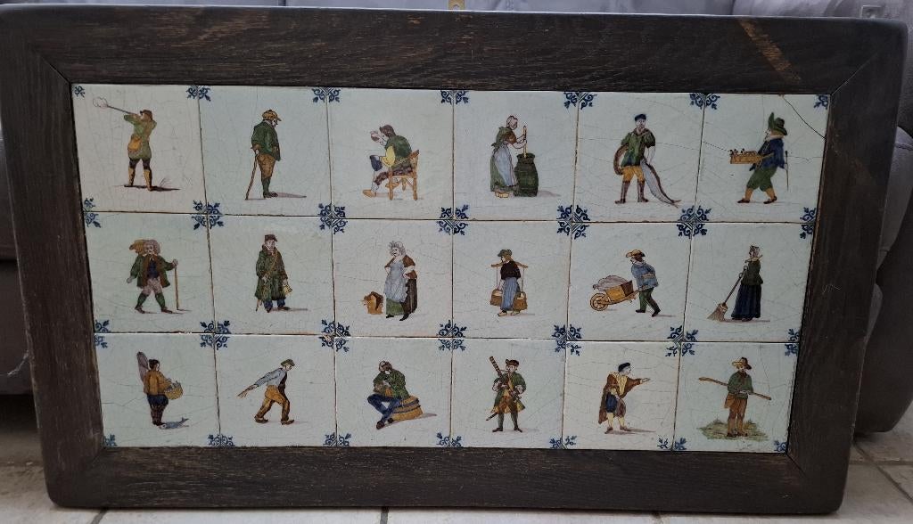 18 Anieke Tegels Ambachten schilderij 95cm Vintage antiek, Ophalen