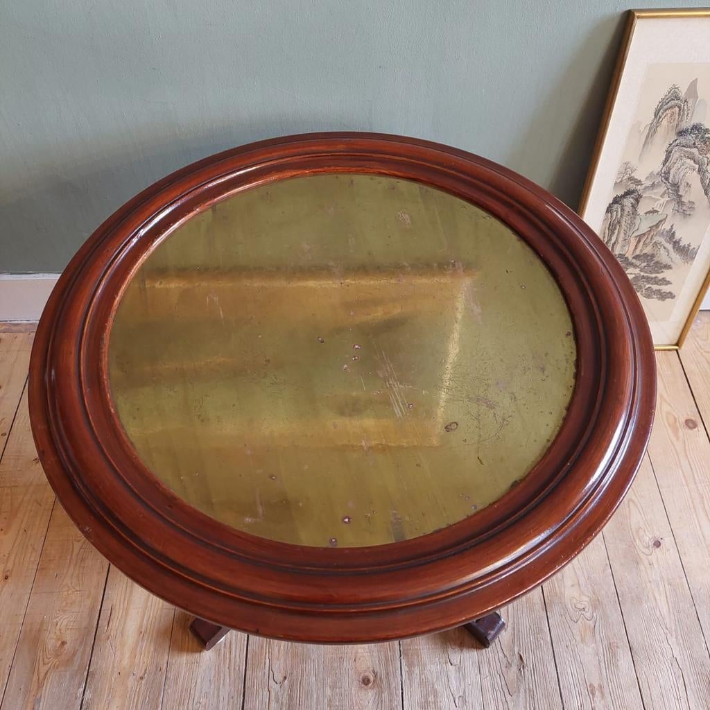 Lucky Vintage antieke salontafel bijzettafel met messing, Ophalen