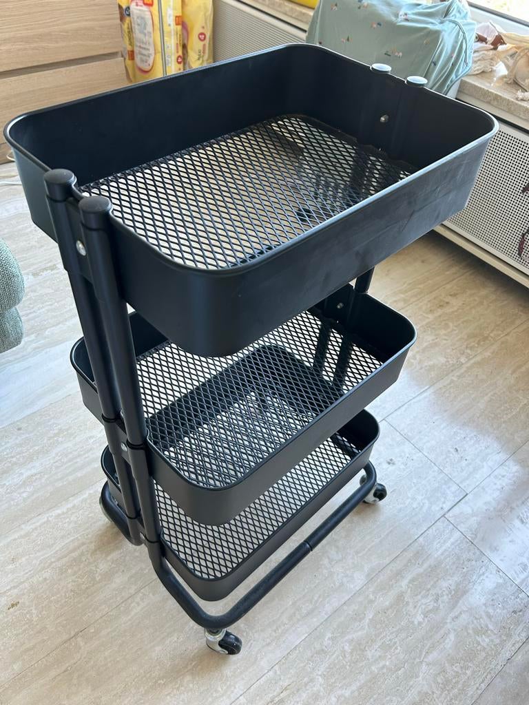 IKEA Roltafel Trolley Zwart, Huis en Inrichting, Ophalen, Gebruikt, Zwart, Metaal