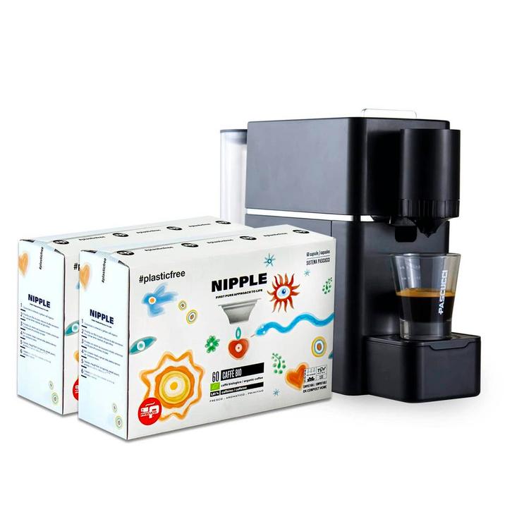 Nipple capsule machine black + Bio Genesi coffee 120 caps, Witgoed en Apparatuur, Koffiemachine-accessoires, Ophalen of Verzenden