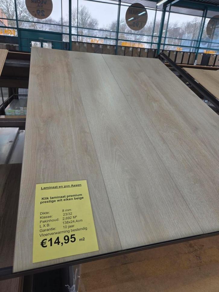 klik laminaat 8mm prestige eiken wit, Huis en Inrichting, Stoffering | Vloerbedekking, Nieuw, Laminaat, 75 m² of meer, Ophalen of Verzenden