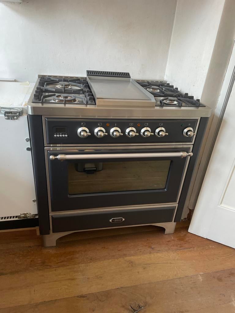 Boretti Majestic Fornuis - Zwart met RVS accenten, Ophalen, 60 cm of meer, Grill, 4 kookzones