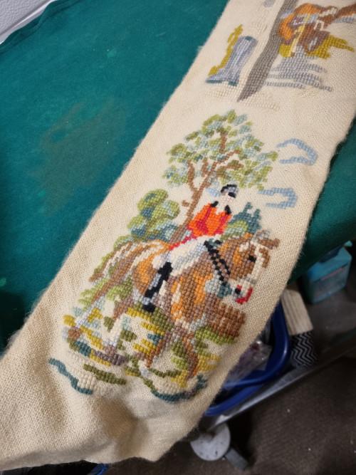 schellekoord geborduurd met paarden tafereel, Ophalen of Verzenden, 'T Olde Gre-j, Info@toldegrej.nl, Endepoelstraat 20f Didam