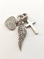 Zilveren Bedelset Kruis,Engelenvleugel,hartje, Overige merken, Verzenden, ., Zo goed als nieuw