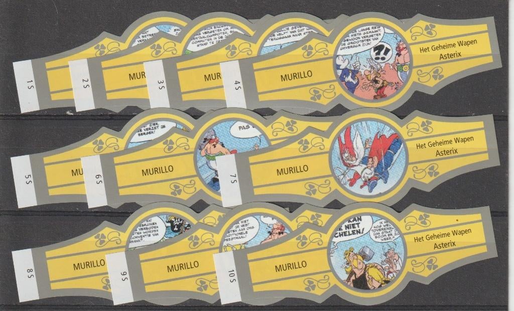 reeks  1289    asterix   1-10 sigarenbanden, Ophalen of Verzenden, Zo goed als nieuw, Sigarenbandjes