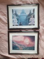 2 schilderijen met Boeddha's, Minder dan 50 cm, Ophalen of Verzenden, Zo goed als nieuw, Schilderij