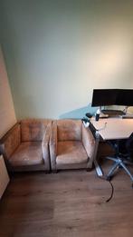 Woensdag weg! 2x Leren fauteuil / clubstoel lichtbruin, Ophalen of Verzenden, Gebruikt, Leer, Elegant