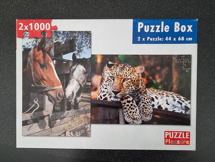 Legpuzzel 2 x 1000 stukjes. Onderwerp paarden en poema, Hobby en Vrije tijd, Denksport en Puzzels, Zo goed als nieuw, Legpuzzel