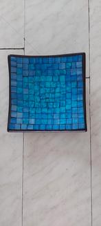 Handgemaakt vierkant mozaiek schaal blauw/turquoise 20x20 cm, Ophalen