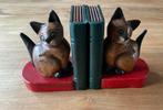 Boekensteun hout houten katten kat katers poes vintage, Ophalen of Verzenden, Zo goed als nieuw