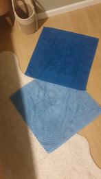 2 keer blauwe EU made Frottana 100 % katoen badstof badmat, Ophalen of Verzenden, Zo goed als nieuw, Blauw, Badmat