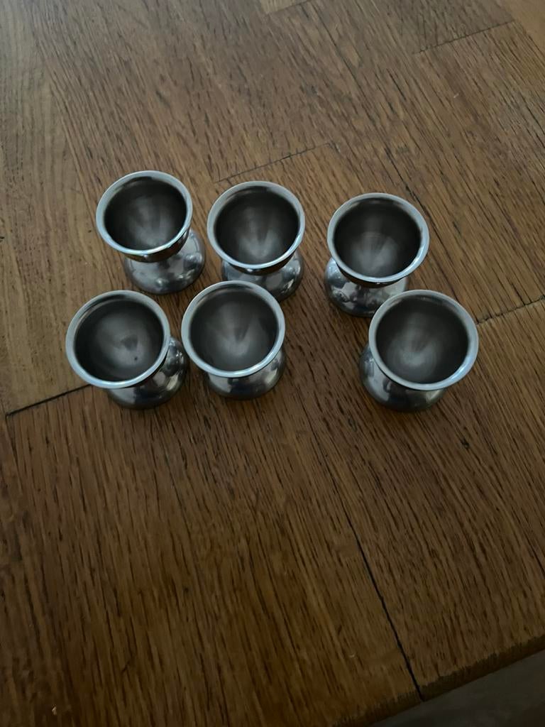 6 x zilveren eierdopje Nooit gebruikt., Ophalen of Verzenden, Zo goed als nieuw
