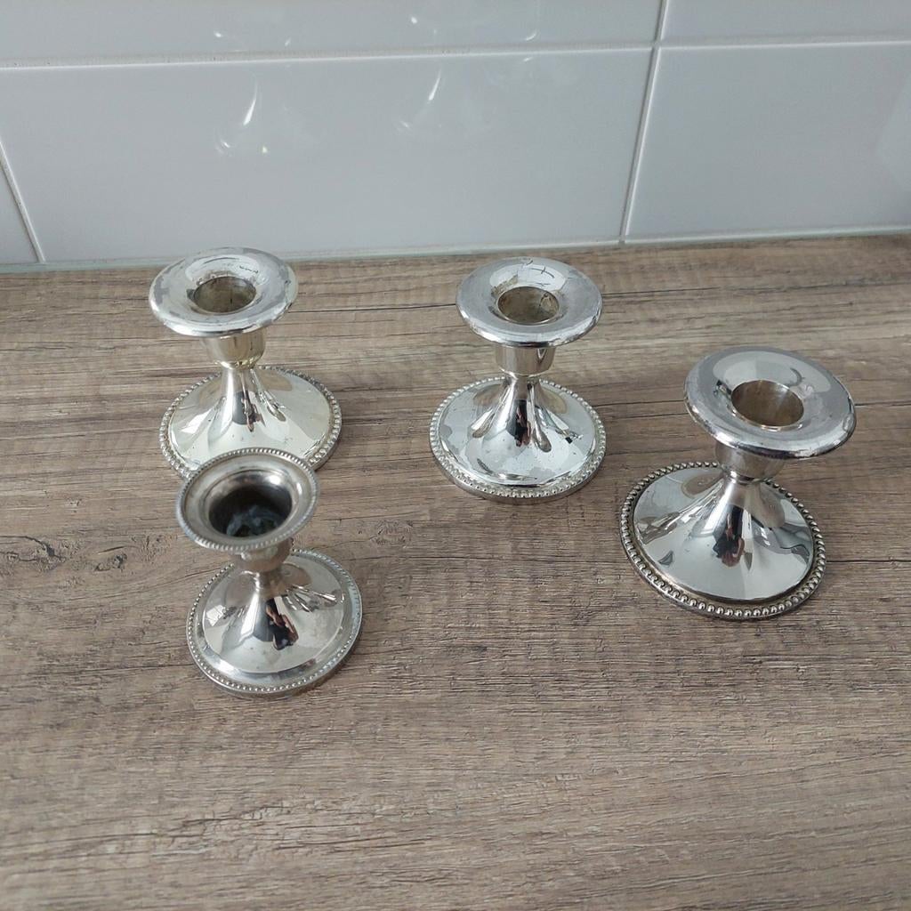 Verzilverd kaarsen kandelaars, Ophalen, Zilver