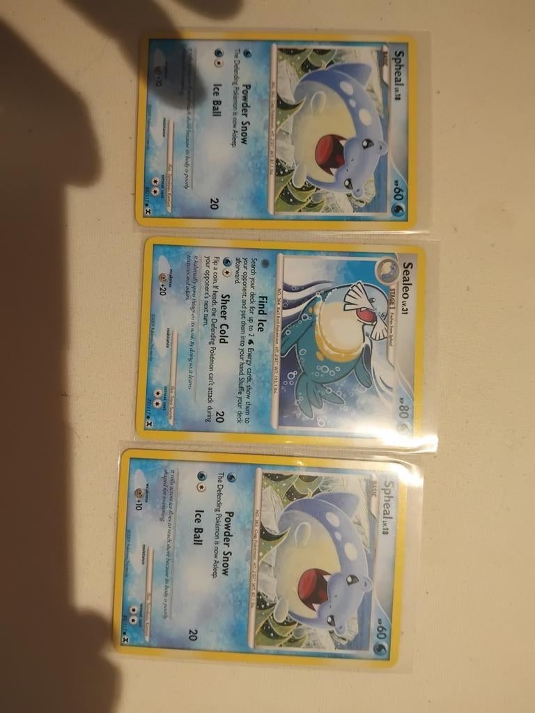 Pokémon Kaarten: Spheal en Sealeo (3 stuks), Ophalen of Verzenden, Gebruikt, Meerdere kaarten