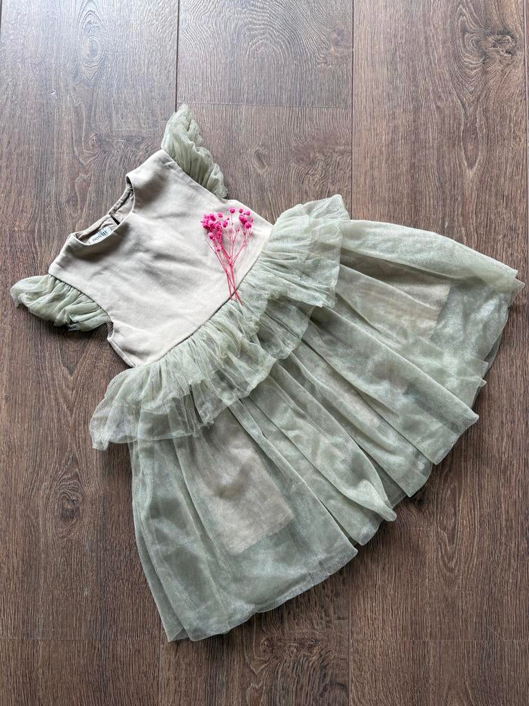 Donsje Amsterdam Nena Jurk maat 98 light olive, Ophalen of Verzenden, Gebruikt, Meisje, Jurk of Rok