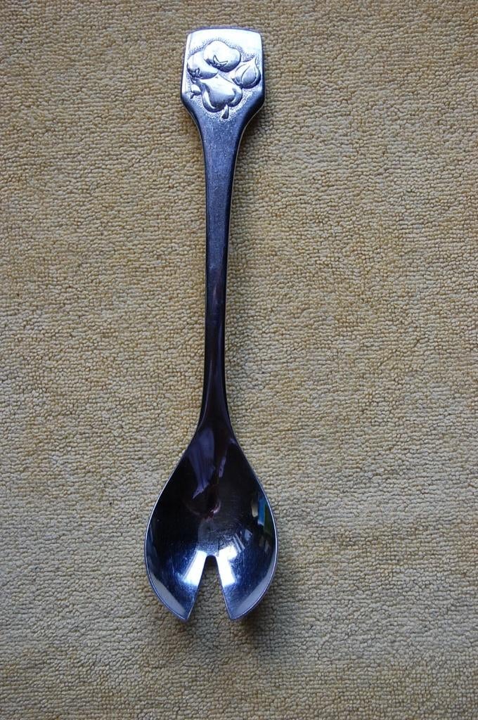 Opscheplepel met fruitmotief BSF Model 2031, Ophalen of Verzenden, Gebruikt, Rvs of Chroom, Los bestek