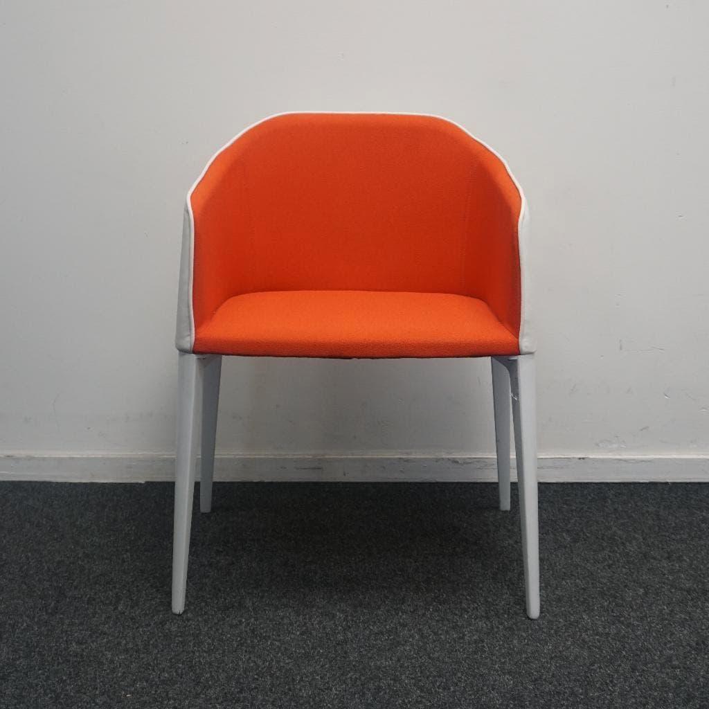 Pedrali Laja 885 Design Stoelen | Wit / Oranje | Leer, Gebruikt, Overige kleuren, -, -