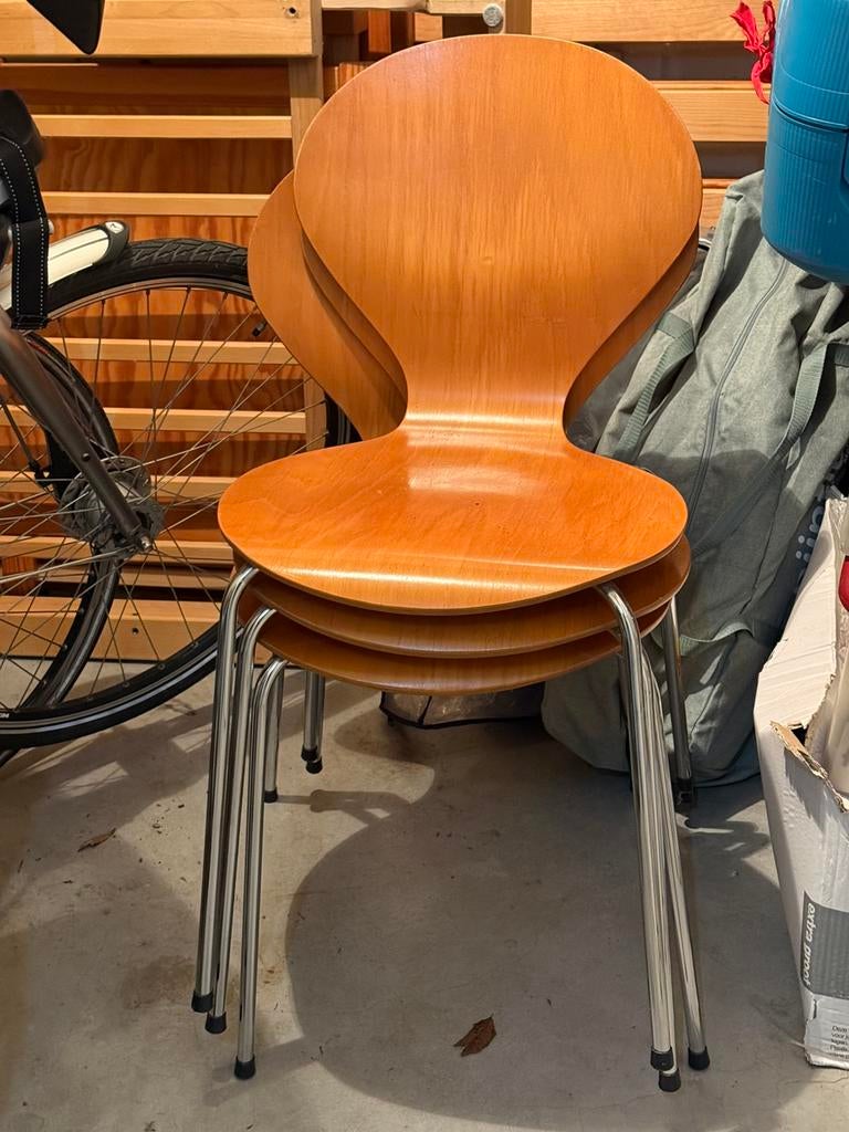 4 Deense Vintage Phoenix Vlinder Stoelen ophalen Huizen NH, Huis en Inrichting, Stoelen, Ophalen, Gebruikt, Bruin, Vier