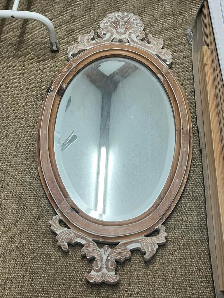 Brocante houten ovale spiegel 100x50 cm, Ophalen