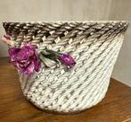 Vintage bloempot met bloemen, Ophalen of Verzenden