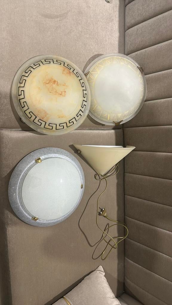 3 plafondlampen en 1 wandlamp, Huis en Inrichting, Lampen | Plafondlampen, Ophalen, Zo goed als nieuw