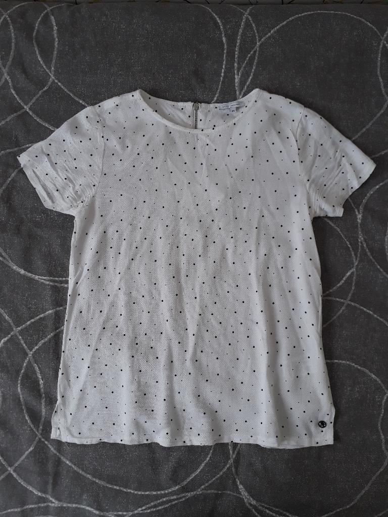 Wit shirtje met zwarte stipjes The Sting maat XS / 34, Distrikt Norrebro, Wit, Ophalen of Verzenden, Zo goed als nieuw