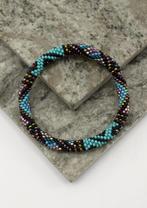 Glaskralen armband - turkoois, zwart en meerkleurig - RB183, Overige materialen, Overige kleuren, Verzenden, Nieuw