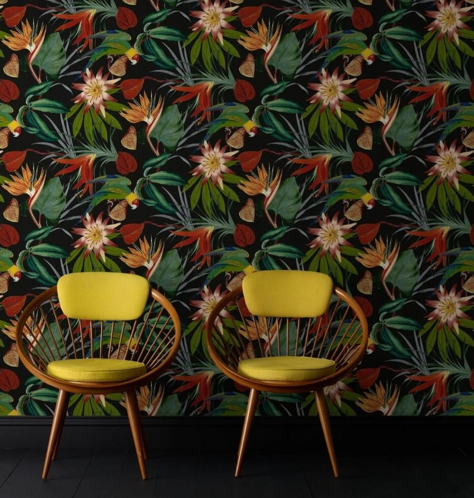 Luxe vliesbehang, parrot design., Huis en Inrichting, Ophalen of Verzenden, Minder dan 10 m²