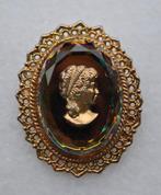 Vintage Broche Cameo Intagglio Crystal Glas 5,5 cm, Ophalen of Verzenden, Gebruikt, Overige materialen