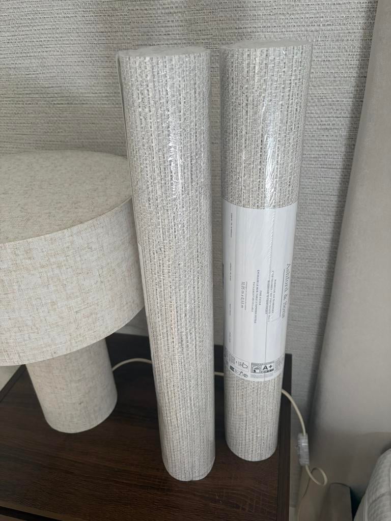 2 x behang Linneneffect NIEUW (Japandi style), Ophalen, Minder dan 10 m², Grijs, Japandi